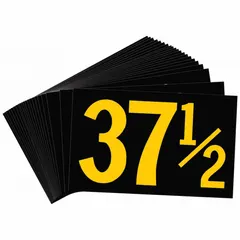Retroreflective sheeting KVA marker with Gothic characters displaying '37-1/2'. Character height 2 1/2 in, width 4 3/4 in. Used for identifying electrical equipment ratings in industrial facilities.