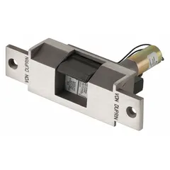 This combination cylindrical and mortise electric strike is constructed of stainless steel and measures 6 inches in height. It operates on 24V AC/DC input voltage and is rated for heavy-duty performance. Suitable for use in access control systems with cylindrical or mortise locksets, it is typically installed in commercial and industrial door openings.