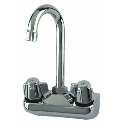 DOMINION COMMERCIAL FAUCETS Gooseneck Service Sink Faucet: Centerset, Wall, Brass - Centerset Bar Sink Faucets