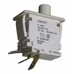 This door switch detects when the appliance door is closed, allowing the dryer or washing machine to operate. It serves as a safety component that prevents operation with the door open. Suitable for use in household laundry appliances.