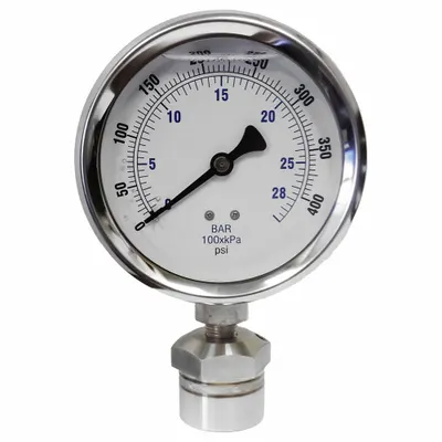 KODIAK CONTROLS 4 in Dial Pressure Gauge with 316 SS Mini-Seal - Dial Pressure Gauges with 316 SS Female-Threaded Mini-Seal