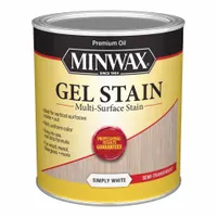 This interior oil-based gel stain is formulated for use on fiberglass, metal, PVC, and wood surfaces. It provides a semi-transparent finish in Simple White color. Suitable for refinishing furniture, cabinets, and trim where a consistent wipe-on color is desired