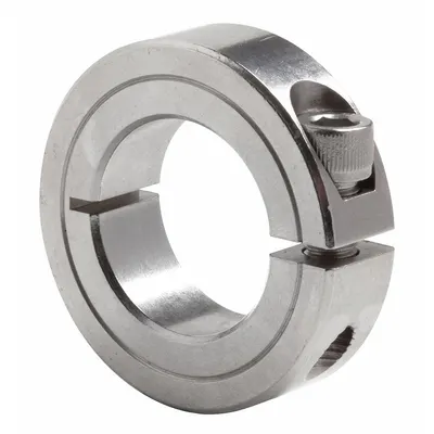 Dayton Shaft Collar: 1-Piece, Inch, Round, Clamp-On, 7/16 in Bore Dia - Stainless Steel Shaft Collars