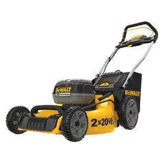 This battery-powered push mower features a 20-inch metal deck with bagging, mulching, and rear discharge capabilities. It offers variable speed settings and single-point cutting height adjustment for adapting to different grass conditions. The 20V MAX battery provides up to 60 minutes of run time, and the kit includes one battery.
