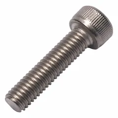 Metric system standard socket head cap screw with M6x1.00 thread, 25 mm length, 6 mm head height, and 5 mm drive size. Made from plain titanium Grade 2. Commonly used in assemblies requiring a combination of high strength and corrosion resistance, such as in aerospace, marine, and chemical processing equipment.