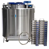 This cryogenic storage system is constructed of stainless steel with a 5 ft overall diameter. It includes a flat stainless steel work surface. Designed for long-term preservation of biological samples and temperature-sensitive materials in laboratory and biobank settings