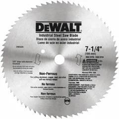 Circular saw blade with 7-1/4 in diameter, 68 teeth, 0.09 in cut width, and 5/8 in arbor. Designed for cutting aluminum and soft metals in metal fabrication and construction applications.