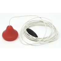 This pull call cord from CREST HEALTHCARE SUPPLY is a white pullcord station with a PVC cord featuring a non-toxic plastic coating. It is used as a patient-call interface in healthcare settings, allowing patients to summon assistance by pulling the cord