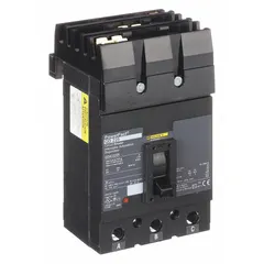 Three-pole molded case circuit breaker rated 225 A at 240 V AC with a maximum interrupting rating of 25 kA. Features fixed instantaneous trip, lug terminals, and ABC phase connection. Designed for use in I-Line panelboards for overcurrent protection in electrical distribution systems.