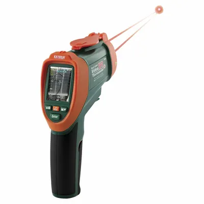 EXTECH Video IR Thermometer: VIR50, Avg/Difference/Max Temp/Min Temp, Adj @ 0.10 to 1.00 - Standard Infrared Thermometers