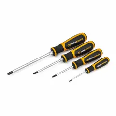 This 4-piece screwdriver set features Pozi (Pozidriv) tips in sizes #0, #1, #2, and #3. Suitable for driving Pozidriv fasteners in general assembly, automotive, and industrial applications. Each tip is designed to reduce cam-out and provide precise torque transfer.