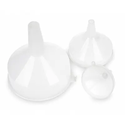 WESTWARD 3-Piece Multiple Funnel Set, Clear Plastic, 91 fl oz Capacity - Multiple Funnel Piece Sets