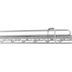 This stainless steel ledge is designed for wire shelving systems, providing a raised edge to help contain items and prevent spills. Measuring 54 inches in length, it is suitable for use in commercial kitchens, food service, and storage environments where organization and safety are required.