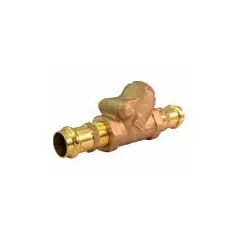 Bronze Y-style swing check valve with 1/2 in pipe size and press x press connections. The Y-style body reduces pressure drop and turbulence, providing reliable backflow prevention in piping systems for water, oil, and gas applications.