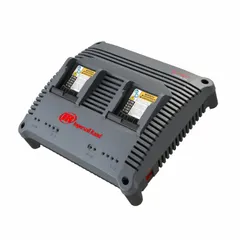 Multi-port battery charger for 12V DC and 20V DC battery packs. Simultaneously charges two batteries with 110V AC input; a 3 Ah battery reaches full charge in one hour. Suitable for recharging cordless tool batteries in industrial and maintenance environments.