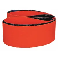Ceramic abrasive belt with Y weight polyester backing for cool-cutting on all metals. 50 grit, 3 in width x 79 in length. Suitable for industrial grinding, deburring, and finishing applications. Sold in a 10-pack