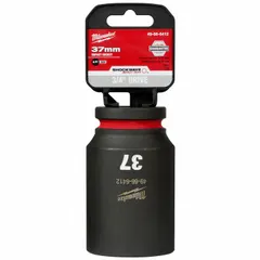 This 3/4" drive deep impact socket is designed for high-torque fastening applications. It features a 37 mm metric, 6-point, deep profile with friction retention. The black phosphate finish provides corrosion resistance. Suitable for heavy-duty bolting tasks in automotive, construction, and maintenance settings.