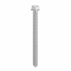 This hex-head concrete screw anchor is 1/4 inch in diameter and 3-3/4 inches long, made from Grade SW steel with a pointed tip. It is removable and supplied in a 100-pack. Suitable for fastening into concrete, brick, or block for medium-duty applications such as securing framing, conduit, or equipment.
