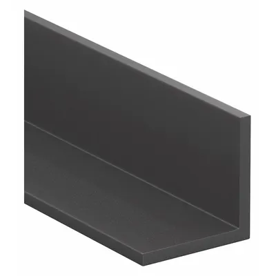 PVC Angle Stock: 5 ft Lg, 1/2 in x 1/2 in, 0.0625 in Wall Thick, Square, Dark Gray - Chemical-Resistant PVC Type 1 Angles