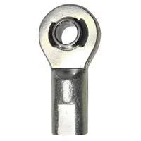 Zinc-plated steel end fitting for gas springs, featuring an 8.1 mm eyelet diameter and M10 rod thread. Used to connect gas springs to mounting brackets in industrial equipment, machinery, and automation systems, providing a pivoting hinge point for controlled motion in panel lifts, hoods, and access covers