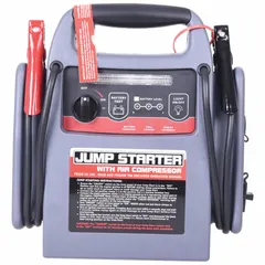This handheld jump starter is designed for 12 V DC lead-acid batteries, delivering a charging current of 0.55 A and a cold cranking amps rating of 200 A. It features an auto on/off charge type and a plastic housing, suitable for charging and jump-starting vehicle batteries.