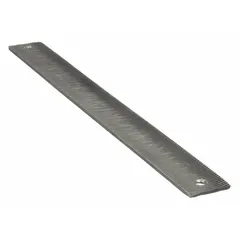 This WESTWARD body file is 14 inches long and 1 3/8 inches wide, featuring a flexible design with an American cut pattern and a square profile shape. It is used for shaping and smoothing auto body panels, and its flexibility allows it to contour to curved surfaces in automotive repair and metalworking applications.