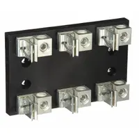 The MERSEN 62003J is a 3-pole open block design fuse holder for UL Class J fuses, rated 600 V AC. It features box lug terminals for secure wire connections and is non-indicating. Typical applications include overcurrent protection in industrial electrical distribution panels, motor control centers, and branch circuits