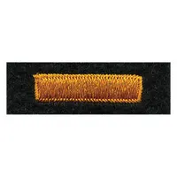 HEROS PRIDE Embroidered Patch: Bar, 1 in x 1/4 in, Black/Gold, Felt/Plastic, Sew-On, Rank Insignia (MPN 5395)