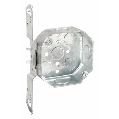 RACO Electrical Box: Steel, Steel Material & Nominal Size, Octagon, 2 Gangs - Ceiling Electrical Boxes