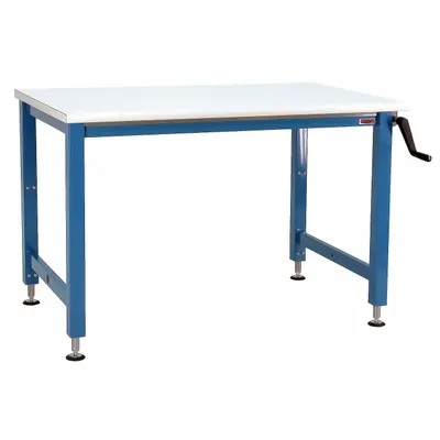 BENCHPRO Workbench: Adj Ht, Laminate, 60 in x 36 in, 1,000 lb Overall Load Capacity - Open-Base Workstations