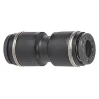 Brass straight union accessory for connecting two female air brake composite hose push-in fittings. Used in pneumatic systems on heavy-duty trucks and trailers to create a leak-free joint. Supplied as a 2-piece set