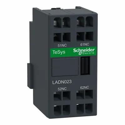SCHNEIDER Auxiliary Contact Block: 2NC, 6 A Max Current (AC), Front Mount - Schneider Electric Auxiliary Contacts