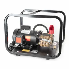 This roll-cage enclosed electric hydrostatic test pump is powered by a 1 hp single-phase motor operating at 115/230V AC. It delivers a maximum discharge pressure of 1,000 psi through a 3/4 in FNPT connection. The pump includes (2) O-rings and is used for pressure testing pipelines, valves, and pressure vessels to verify system integrity.