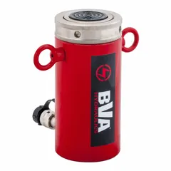 General purpose lock nut ram with 55 ton nominal capacity, 6 in nominal stroke length, and 10.99 sq in effective area. The lock nut design provides mechanical load support, suitable for lifting, pressing, and holding applications in industrial settings.