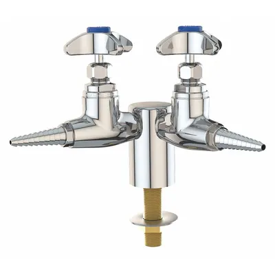 INSTOCK Needle Valve: Needle Valve, Threaded Shank, 2 Handles, 2 Outlets, Cross - Laboratory Turrets & Valves