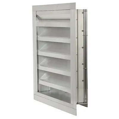 Dayton 45"H 39"W Drnbl Extrd Alu Intake Louver: Flanged, Surface Mount, 41 1/2 in H - Drainable Stationary-Blade Louvers