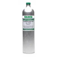 This calibration gas cylinder contains 10 ppm hydrogen cyanide in a nitrogen background, with +/-10% accuracy. It is used to verify and calibrate gas detection instruments in industrial safety applications. The 58 L cylinder features a CGA 600 fitting