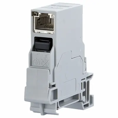 METZ CONNECT Terminal Rail Insert: Cat6, Data/HDBaseT/Power, 8 Poles, 90° Angled, Cable - Rail-Mount RJ45 Connector Modules