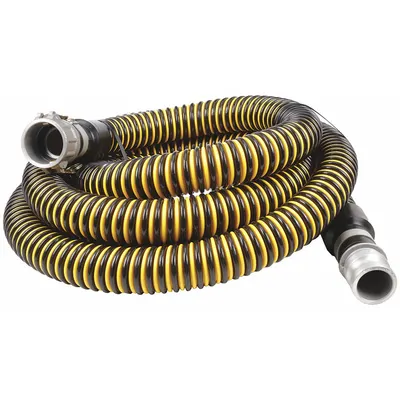 OEM Water Suction Hose: 2 in Hose Inside Dia., 17 psi, Black/Yellow - Polyethylene Water Suction & Discharge Hose Assemblies with Polyethylene Double Helix Reinforcement