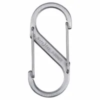 Stainless steel double snap hook with wire gate opening. Rated for a 10 lb working load limit. Suitable for light-duty attachment and organization of tools, keys, or gear in industrial, workshop, or outdoor settings
