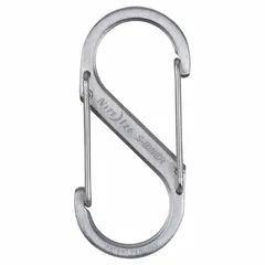 Stainless steel double snap hook with wire gate opening. Rated for a 10 lb working load limit. Suitable for light-duty attachment and organization of tools, keys, or gear in industrial, workshop, or outdoor settings.