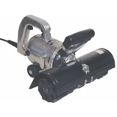 A corded D-handle scarifier with a 12-inch cleaning area and 1/2 hp motor operating on 115V AC. Tool weight is 27 lb. Used for surface preparation, coating removal, and cleaning concrete or steel surfaces.