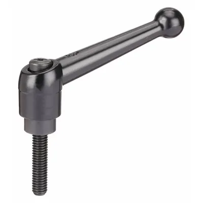 KIPP Ball-Style Adjustable Handle with Threaded Stud, M10, 79 mm - Ball-Style Adjustable Handles with Threaded Stud