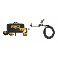 This cordless rotary hammer operates on a 20V DC battery and features an SDS-Plus chuck for quick bit changes. It delivers 0 to 5,550 bpm and 1.9 ft-lb of impact energy, with a maximum drilling capacity of 1/2 inch. The D-handle design provides improved control during drilling and chiseling in concrete, masonry, and stone. Kit includes one bare tool and one 4.0 Ah battery.