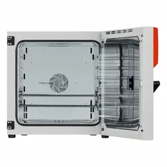 Non-refrigerated forced air incubator with 4.03 cu ft capacity, digital display, and 2 shelves. Operates on 120V AC with a minimum temperature setting of 8 °C, temperature accuracy tolerance of 0.1%, and uniformity of 1.6 +/- K at 100 °C. Suitable for general incubation, culture growth, stability testing, and sample storage in laboratory and industrial settings.