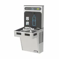 HALSEY TAYLOR Drinking Fountain with Bottle Filler: On-Wall, 8 gph @ 50°F, Stainless Steel, Silver (MPN HTHB-HAC8SS-WF)