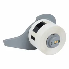 Thermal transfer continuous label roll for indoor use. White matte polyester with removable and repositionable adhesive. Compatible with M710 printer series. Used for temporary or adjustable identification such as asset tags and cable markers.