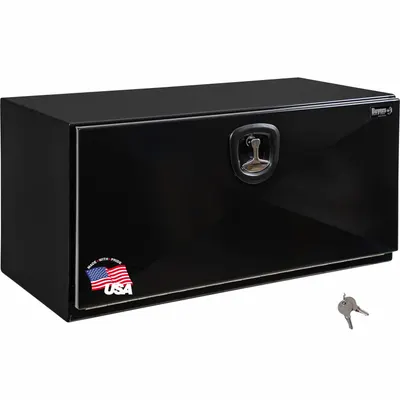BUYERS PRODUCTS Single Drop-Down Door Box, 18 in Depth, Black, Keyed Lock - Single Drop-Down Door Boxes