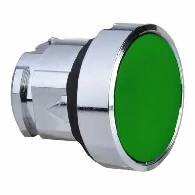 SCHNEIDER Flush Push Button: Green, 22 mm Mounting Size, Metallic - Flush-Mount & Recessed Push-Button Operators