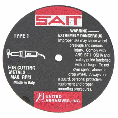 UNITED ABRASIVES-SAIT A36T Type 1 General Purpose Cut-Off Wheel - General Purpose Cut-Off Wheels for Carbon & Stainless Steel